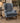 WING BACK CHAIR, BLUE VELVET UPHOLSTERY, CHERRY QUEEN ANNE LEGS