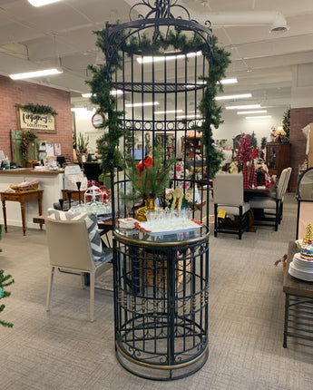 PIER ONE WINE RACK WITH GLASS SHELF 2 IRON  DOORS