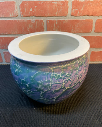 MING PLANTER GREEN PINK PURPLE IRIDESCENT 7"X8.5"X8.5"