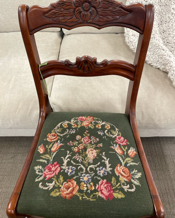 TELL CITY MAHOGANY W/NEEDLEPOINT SEAT