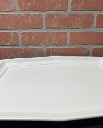 WHITE PORCELAIN SERVING TRAY WITH 2 HANDLES 1.5"X12.5"X20"