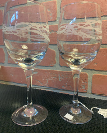 ETCHED, WINE GLASSES - SET of 2