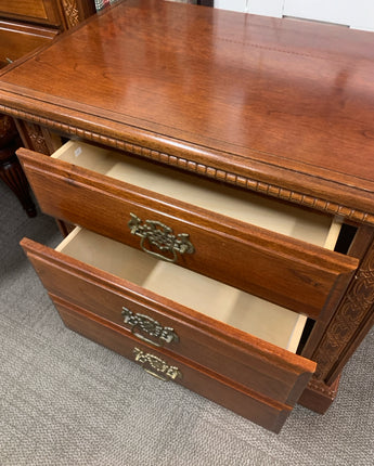 NIGHTSTAND 2 DRAWERS GOLD HARDWARE DARK BROWN STAIN