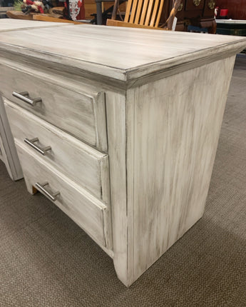 NIGHT STAND - DISTRESSSED WHITE AND GRAY 2 DRAWERS