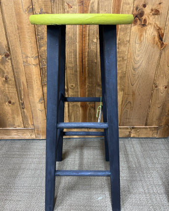 WOOD STOOLS ANNIE SLONE OXFORD NAVY BLUE & FIRLE GREEN 30"X13"X13"