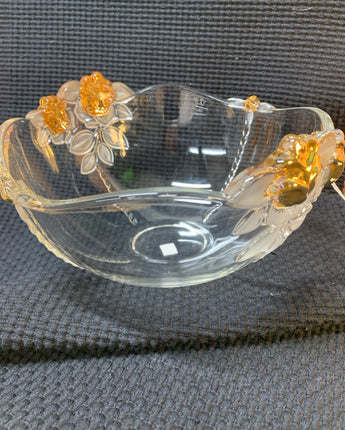 MIKASA CRYSTAL GILDED ROSE  SERVING BOWL4.45"X9"X9"