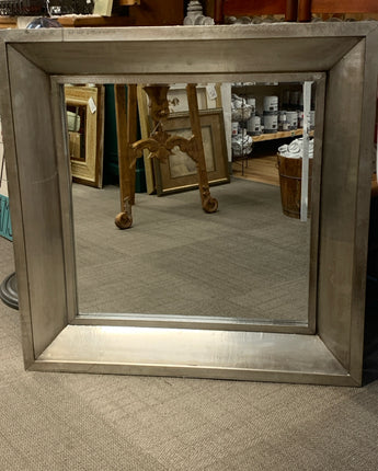 WIDE FRAMED SILVER BEVEL MIRROR