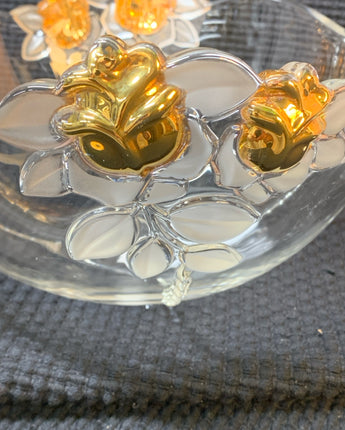 MIKASA CRYSTAL GILDED ROSE  SERVING BOWL4.45"X9"X9"