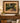 WOOD BROWN & GOLD FRAME TAN & BROWN DOUBLE MAT LANDSCAPE PRINT GARDEN COURTYARD