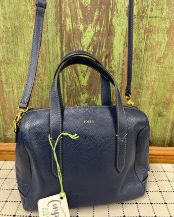 FOSSIL SYDNEY NAVY LEATHER SATCHEL