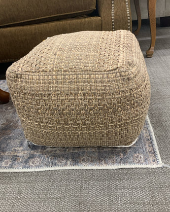 CUBE POOF HASSOCK BROWN & BEIGE WEAVE