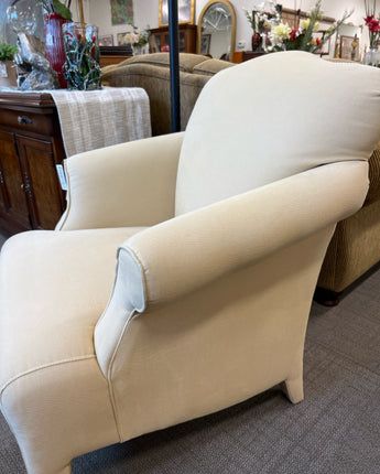 CREAMY BEIGE, FABRIC CHAIR and OTTOMAN