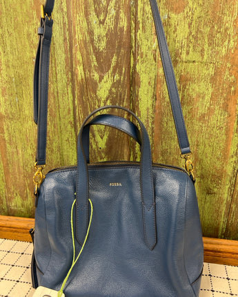 FOSSIL SYDNEY BLUE LEATHER SATCHEL