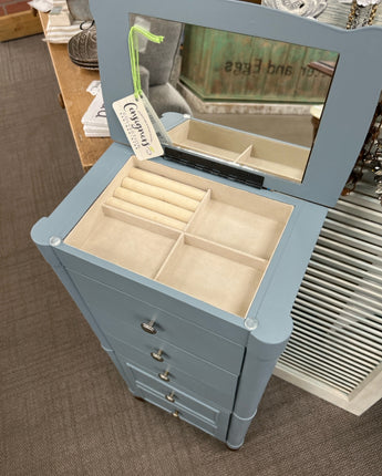 JEWELRY ARMOIRE PAINTED IN  A.S.CAMBRIAN BLUE SATIN PAINT