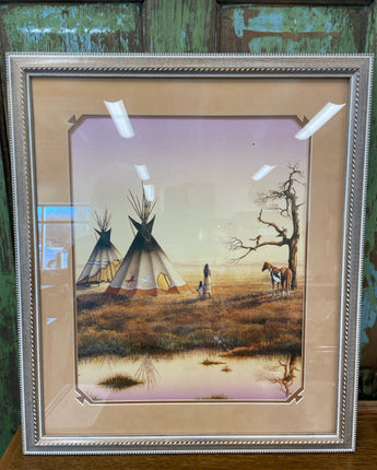 JEANNE RAGER LTD EDITION PRINT "WAITING FOR HIM"  iNDIAN TEEPEE PINTO HORSE