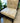 UPHOLSTERED PARIS FABRIC ACCENT CHAIR W/DARK WOOD BASE