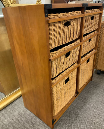 STORAGE CABINET WICKER NATURAL 6 BASKETS