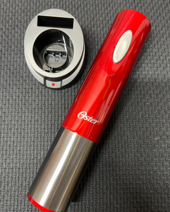 OSTER ELECTRIC WINE BOTTLE OPENER RED AND PEWTER