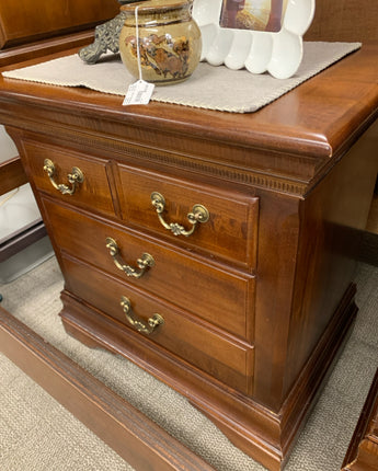 NIGHT STAND STAINED BROWN GOLD HARDWARE 2 DRAWERS