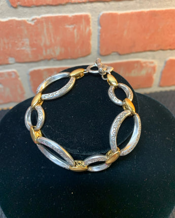 BRACELET BRIGHTON SILVER OVAL LINKS WITH CONNECTING GOLD