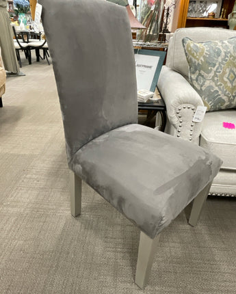 NORWALK FURNITURE COMPANY, PARSON CHAIR, SOLID GRAY VELVET