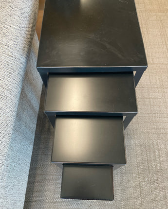 POTTERY BARN 4 BLACK METAL STACKABLE TABLES