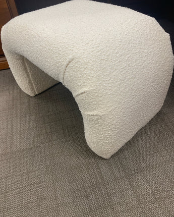 CRATE & BARREL OTTOMAN CREAM TEXTURED FABRIC