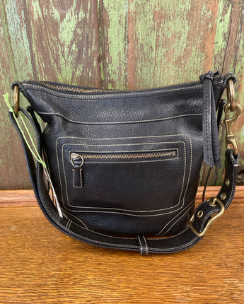 VINTAGE COACH GO6X-10399 BLACK PEBBLE LEATHER SHOULDER HANDBAG