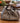 MICHAEL KORS BLACK LOGO  DRAWSTRING  HANDBAG  BEIGE CANVAS SILVER LEATHER TRIM
