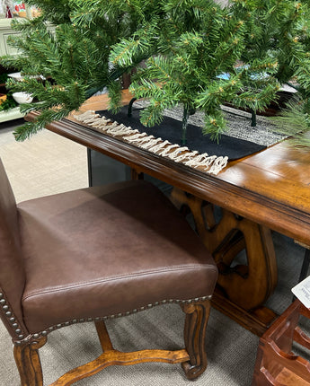 DINING TABLE  2 LEAVES 15" EACH; WOOD INLAY TOP