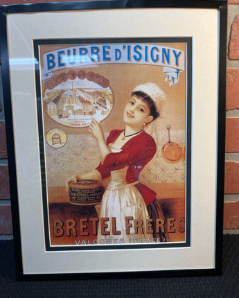 BEURRE D' ISIGNY BRETEL FRERES SIGN WOMEN IN RED DRESS WHITE APRON