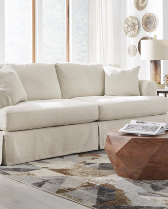 FUSION FURNITURE SUTTON SAND OFF WHITE SLIP COVER 92.5 X 41.5 X 41.75