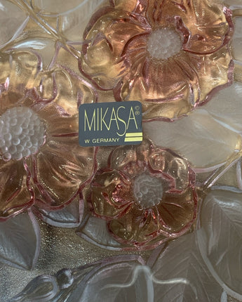 MIKASA ROSELLA OVAL PINK ETCHED SERVING PLATTER