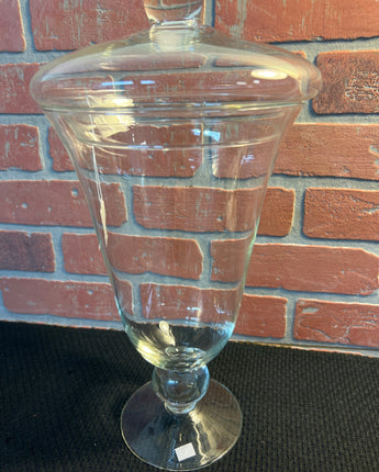 GLASS APOTHECARY JAR WITH SLIGHT PEDESTAL