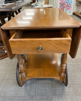 ETHAN ALLEN MAPLE DROP-LEAF TEA CART SERVING WAGON