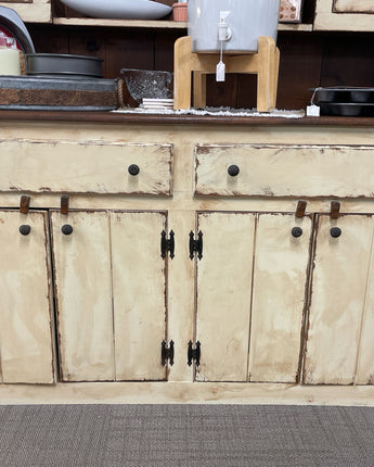 RUSTIC CREAM & BROWN DISTRESSED, 6 DOORS, 2 DRAWERS