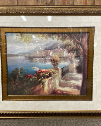 KIRKLANDS GOLD ORNATE FRAME ITALIAN HARBOR SCENE