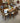 PENNSYLVANIA HOUSE WALNUT TABLE, 4 SIDE CHAIRS, 2 ARM CHAIRS, WHITE UPHOLSTERY (