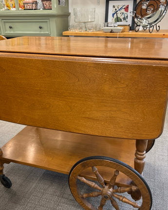 ETHAN ALLEN MAPLE DROP-LEAF TEA CART SERVING WAGON