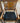 ARHAUS DARK WOOD SLAT BACK CAPTAIN'S W/BLACK UPHOLSTERED SEATS