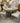 KINCAID OVAL GRAY WOOD DINING TABLE W/4 UPHOLSTERED CHAIRS & 1 LEAF