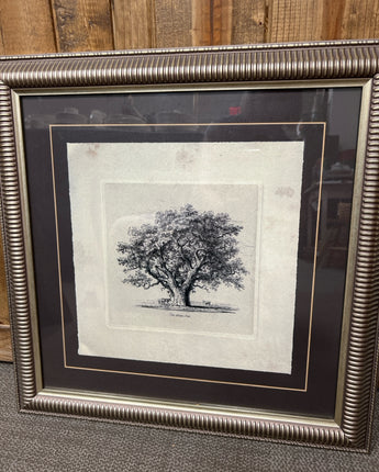 GOLD ORNATE FRAME WITH CHARCOAL MATTE WITH INKED TREE