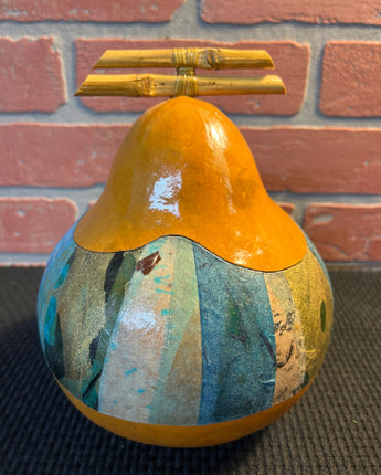 GOURD DESIGNS DECOUPAGE BLUE, GOLD, WHITE