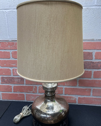 INTERLUDE HOME INC. ROUND MERCURY GLASS LAMP ON A ROUND BLACK BASE