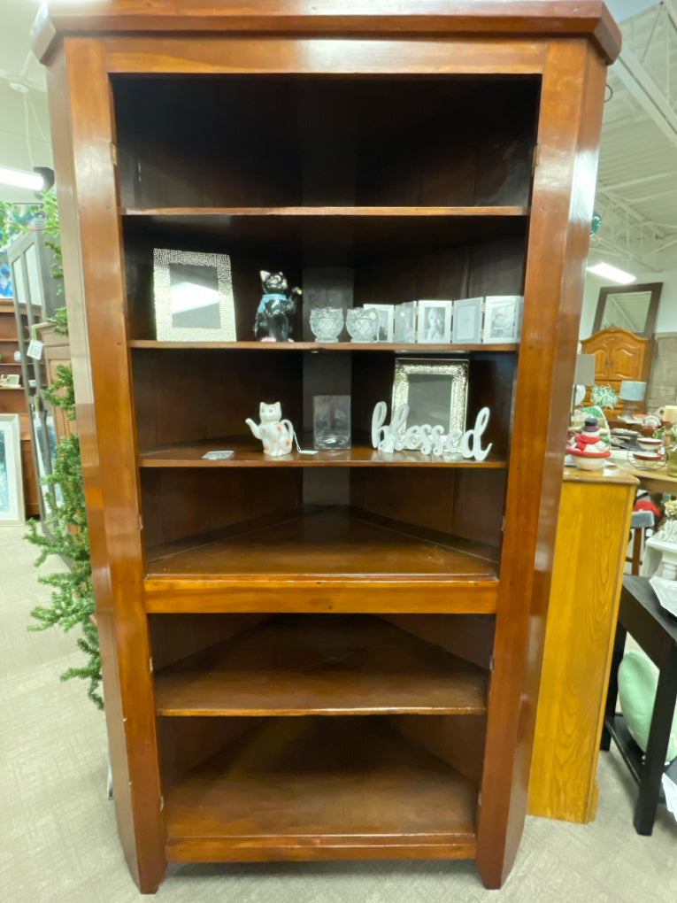 ANTIQUE (1860's) WOOD CORNER CABINET, GLASS PANES IN TOP DOORS, ORIG ...