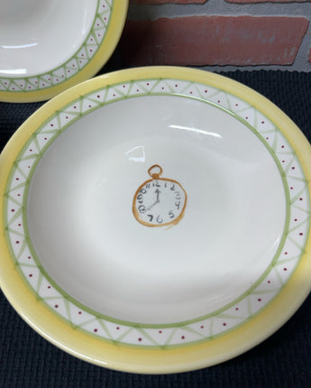 PFALTZGRAFFE PISTOULET BOWLS YELLOW & GREEN WITH CLOCK CENTERS 1.5"X10.5"X10.5"