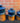 SET OF 3 SUNSET CANYON POTTERY CANISTERS IN BLUE AND BROWN STONEWARE