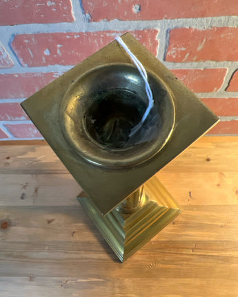 BRASS GRECIAN COLUMN CANDLE HOLDER WITH SQUARE STACKED BASE