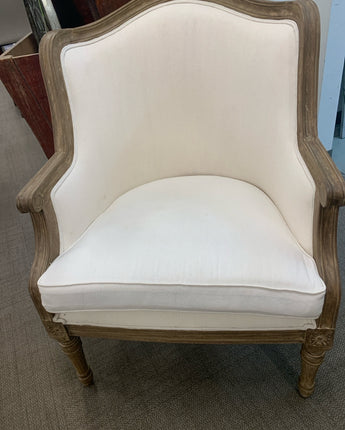 SIDE CHAIR WOOD FRAME CREAM FABRIC