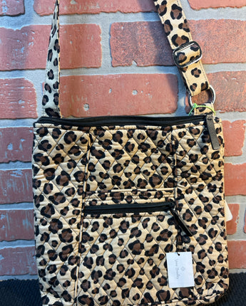 VERA BRADLEY BROWN & BLACK LEOPARD PRINT HIPSTER 11"X1.5"X11.5"